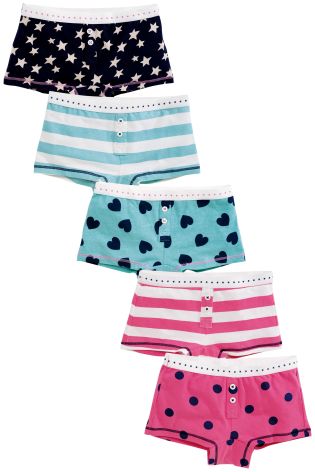 Navy/Pink Bright Boxers Five Pack (3-16yrs)